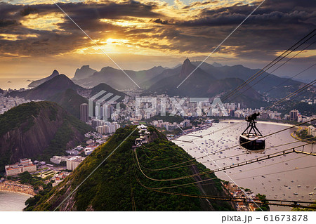 Beautiful panorama of Rio de Janeiro at twilight, Brazil. Sugarloaf Mountain 61673878