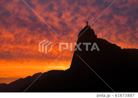 Beautiful panorama of Rio de Janeiro at twilight, Brazil. Corcovado 61673887
