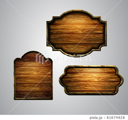 Vector realistic illustration of wooden signboard 61674928