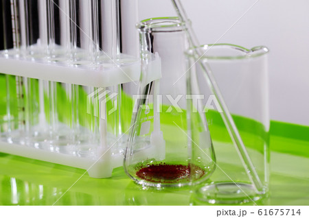 A desk at a chemistry lab or clinic. 61675714