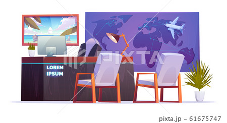 Travel agency empty office interior 61675747