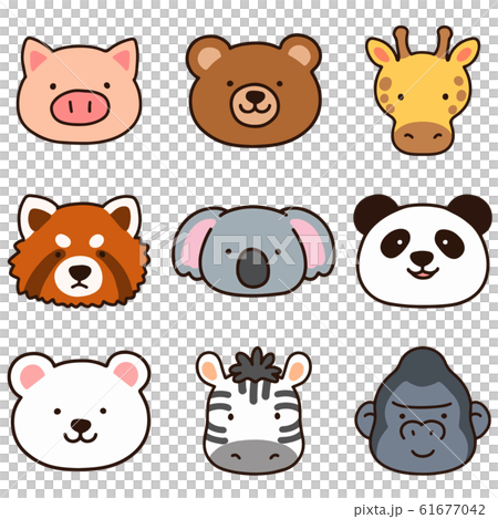 手描きのシンプルで可愛い動物のイラストセットA　主線あり 61677042