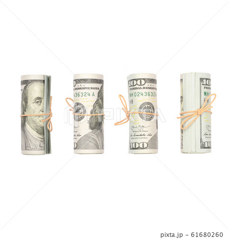 Several bundles of US dollars isolated on white 61680260