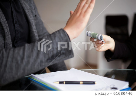 Business. Business Man Who Gets Bribe. Man Does not Want Take Br 61680446