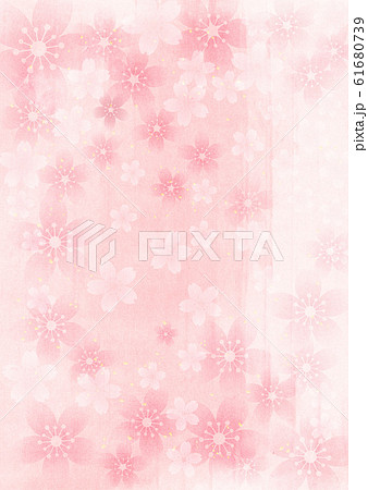 桜 淡いピンク和紙背景 縦型のイラスト素材