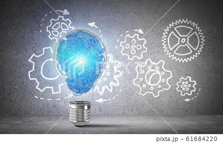 Concept of lightbulb as symbol of new idea. 61684220