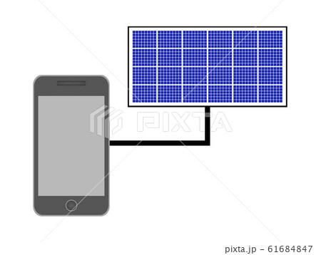 スマートフォンと繋がる太陽光パネルのイラスト素材