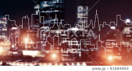 Background conceptual image of night illuminated town as symbol Background conceptual image of night illuminated town as symbol 61684993