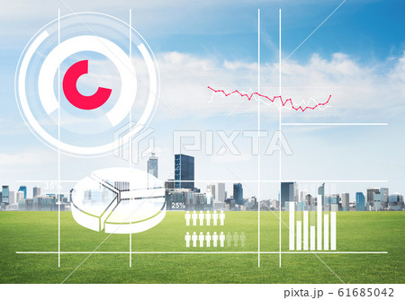 Natural background with modern cityscape green field and media interface Natural background with modern cityscape green field and media interface 61685042