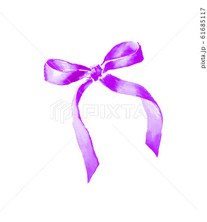リボン 紫 水彩 イラストのイラスト素材