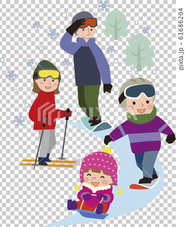 スキー スノボ家族のイラスト素材