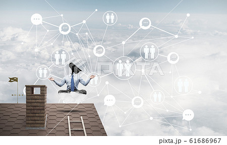 Concept of security and privacy protection with camera headed ma 61686967