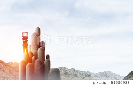 Businessman with TV instead of head. Businessman with TV instead of head. 61686983