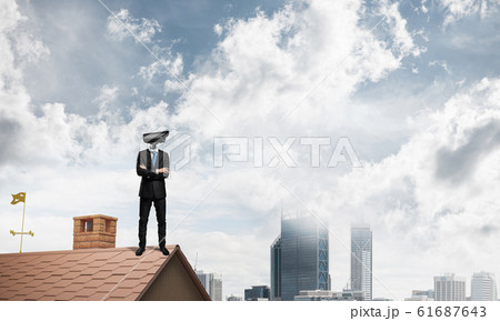 Concept of home security and privacy protection with camera head Concept of home security and privacy protection with camera head 61687643