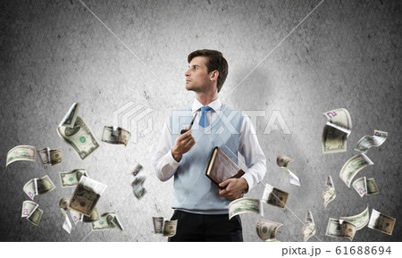 Conceptual image of young businessman. 61688694
