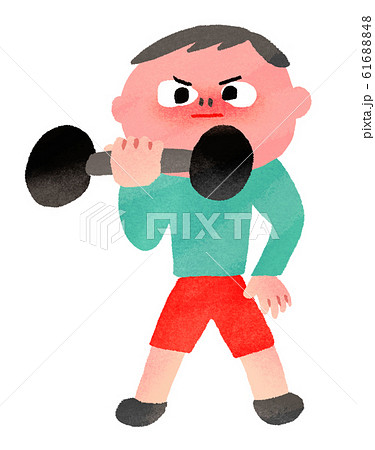 ダンベルで運動をする人のイラスト素材