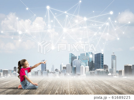 Concept of social wireless connection and internet use for communication by children Concept of social wireless connection and internet use for communication by children 61689225
