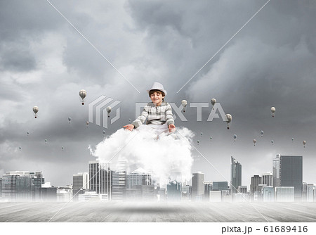 Little boy keeping mind conscious. Little boy keeping mind conscious. 61689416