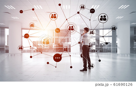 Networking and social communication concept as effective point for modern business Networking and social communication concept as effective point for modern business 61690126