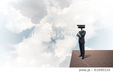 Concept of security and privacy protection with camera headed ma 61690320