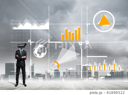 Concept of security and privacy protection with camera headed man Concept of security and privacy protection with camera headed man 61690522