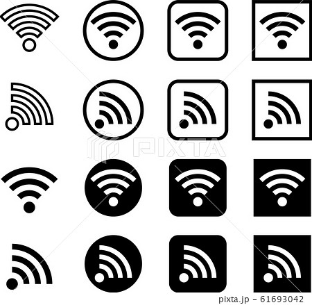 Wi Fi 無線lan アイコンセットのイラスト素材