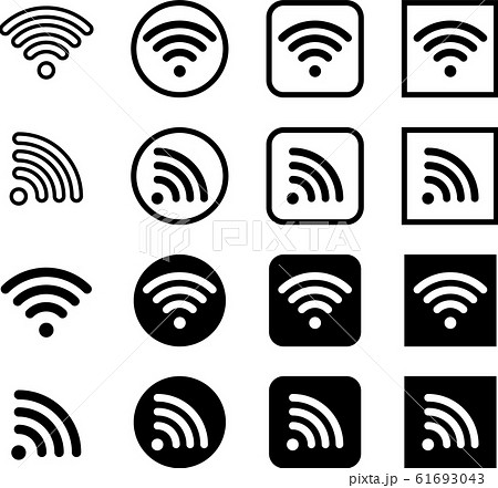 Wi Fi 無線lan アイコンセットのイラスト素材