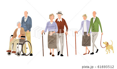 イラスト素材:シニア夫婦、セット、ライフスタイル イラスト素材:シニア夫婦、セット、ライフスタイル 61693512