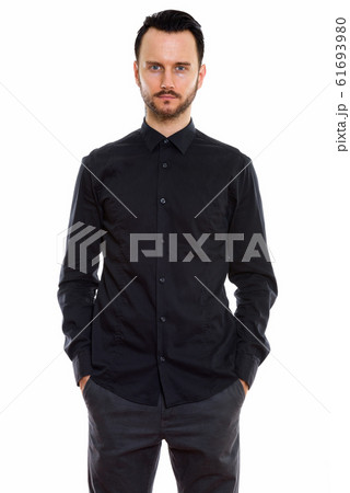 Portrait Of Handsome Man Against White Background 61693980
