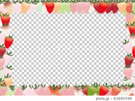 カラフルな苺の横スタイルフレーム背景素材のイラスト素材