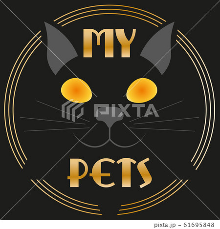 art minimal black logo cat pets in art deco style and gold art minimal black logo cat pets in art deco style and gold 61695848