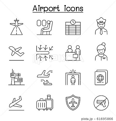 Airport, aviation icon set in thin line style 61695866