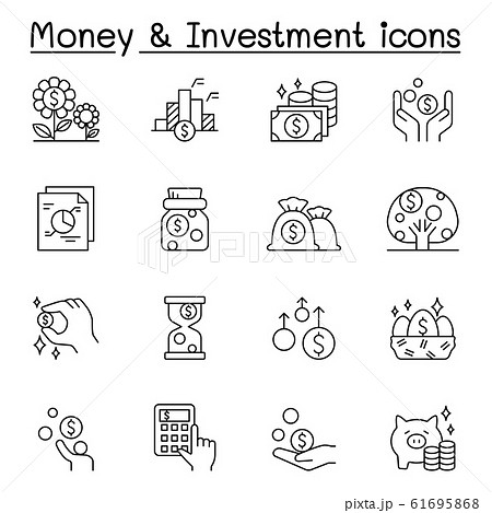 Money & Investment icons set in thin line style 61695868