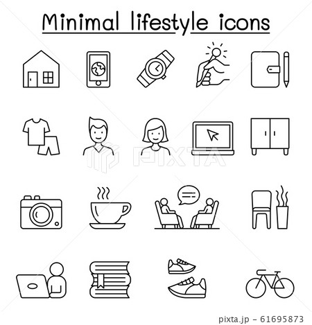 Minimal lifestyle, Hipster icons set in thin line 61695873