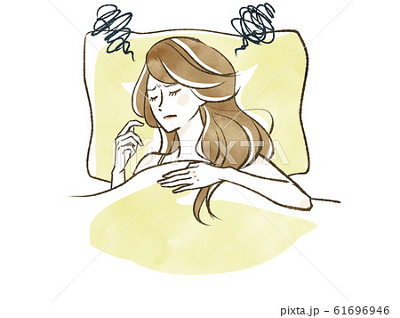 女性 睡眠 ストレスのイラスト素材