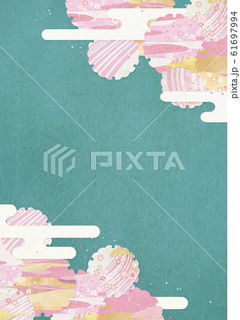 桜-雪輪-ピンク-春-青空-和素材 61697994