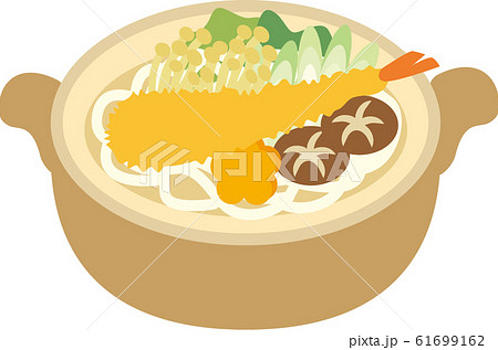 天ぷら鍋焼きうどんのイラスト素材