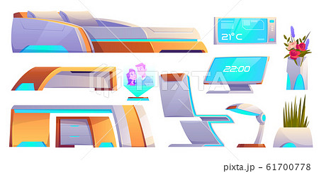 Futuristic bedroom furniture, apartment objectsset Futuristic bedroom furniture, apartment objectsset 61700778