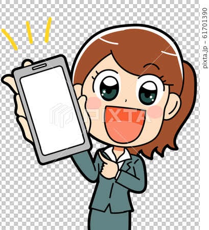 イラスト素材 スマホを持つ女性のイラスト素材