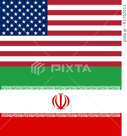 American and Iranian flags. Official national symbols of states American and Iranian flags. Official national symbols of states 61702011