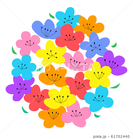 カラフルな花の装飾素材のイラスト素材