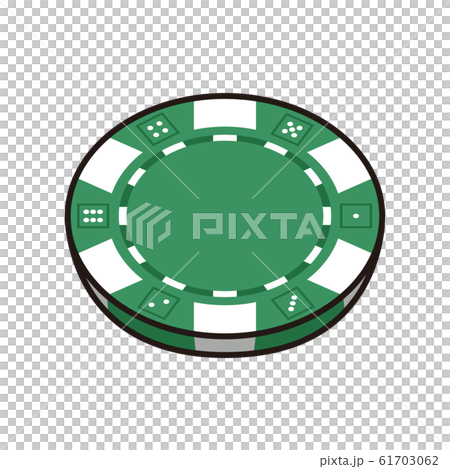 グリーンチップのイラスト チップはルーレットやポーカーなど カジノゲームで賭けるときに使うコイン のイラスト素材