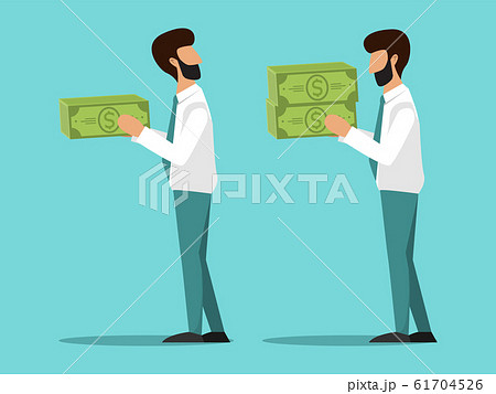 Business concept of different salary for workers vector illustration. Two cartoon managers with differing salaries. Business concept of different salary for workers vector illustration. Two cartoon managers with differing salaries. 61704526