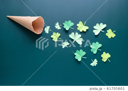 St. Patrick's day, Waffle cone with Shamrock on a 61705601