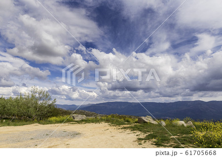 Panoramic of some beautiful green mountains with Panoramic of some beautiful green mountains with 61705668