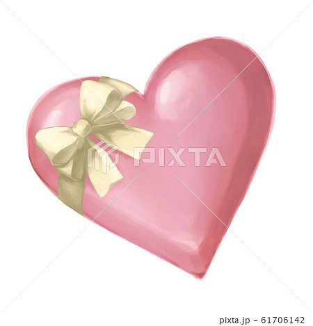 バレンタインのリボン付きハート型チョコレートのイラスト素材