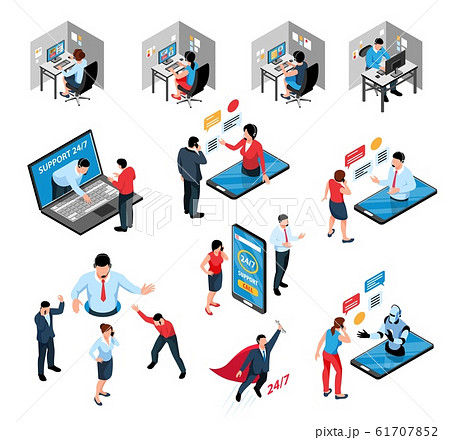 Call Center Isometric Set  61707852