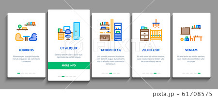 Home Rooms Furniture Onboarding Elements Icons Set Vector 61708575