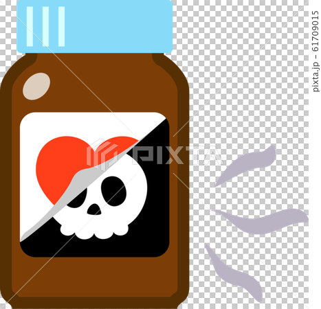 Skull mark hidden under the label of the medicine bottle Skull mark hidden under the label of the medicine bottle 61709015