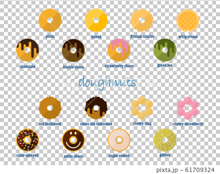 Illustration set of various donuts 61709324